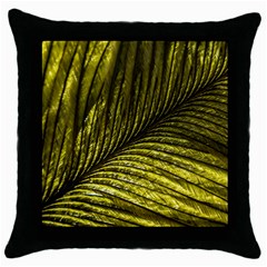 Feather Macro Bird Plumage Nature Throw Pillow Case (black) by Wegoenart