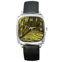 Feather Macro Bird Plumage Nature Square Metal Watch by Wegoenart