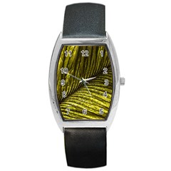 Feather Macro Bird Plumage Nature Barrel Style Metal Watch by Wegoenart