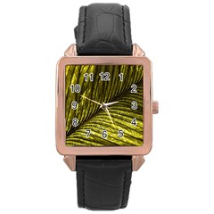 Feather Macro Bird Plumage Nature Rose Gold Leather Watch  by Wegoenart