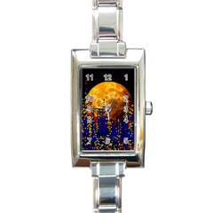 Skyline Frankfurt Abstract Moon Rectangle Italian Charm Watch by Wegoenart