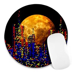 Skyline Frankfurt Abstract Moon Round Mousepads by Wegoenart