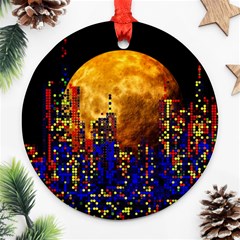 Skyline Frankfurt Abstract Moon Ornament (round) by Wegoenart