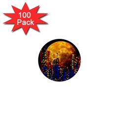 Skyline Frankfurt Abstract Moon 1  Mini Magnets (100 Pack) 