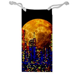 Skyline Frankfurt Abstract Moon Jewelry Bag by Wegoenart