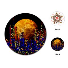 Skyline Frankfurt Abstract Moon Playing Cards (round) by Wegoenart