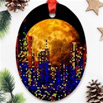 Skyline Frankfurt Abstract Moon Oval Ornament (Two Sides) Front