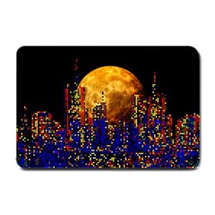 Skyline Frankfurt Abstract Moon Small Doormat  by Wegoenart