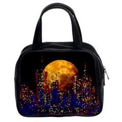 Skyline Frankfurt Abstract Moon Classic Handbag (two Sides) by Wegoenart