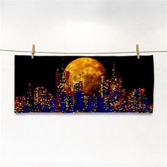 Skyline Frankfurt Abstract Moon Hand Towel by Wegoenart