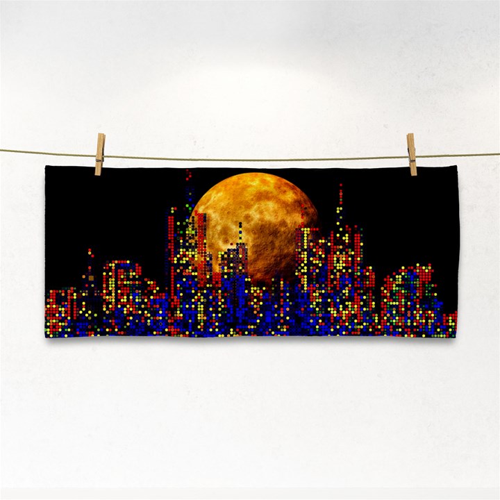 Skyline Frankfurt Abstract Moon Hand Towel