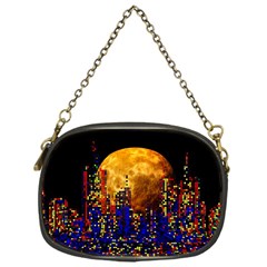 Skyline Frankfurt Abstract Moon Chain Purse (one Side) by Wegoenart