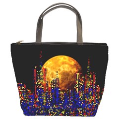 Skyline Frankfurt Abstract Moon Bucket Bag by Wegoenart