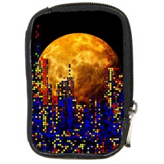 Skyline Frankfurt Abstract Moon Compact Camera Leather Case by Wegoenart