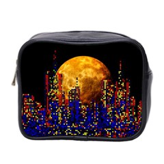 Skyline Frankfurt Abstract Moon Mini Toiletries Bag (two Sides) by Wegoenart