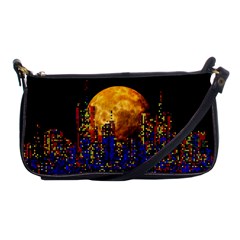 Skyline Frankfurt Abstract Moon Shoulder Clutch Bag by Wegoenart