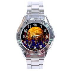 Skyline Frankfurt Abstract Moon Stainless Steel Analogue Watch by Wegoenart