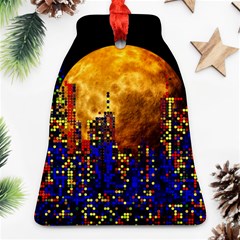 Skyline Frankfurt Abstract Moon Bell Ornament (two Sides) by Wegoenart