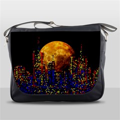 Skyline Frankfurt Abstract Moon Messenger Bag by Wegoenart