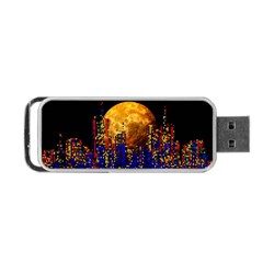 Skyline Frankfurt Abstract Moon Portable Usb Flash (one Side) by Wegoenart