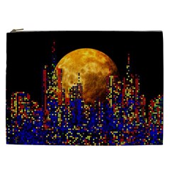 Skyline Frankfurt Abstract Moon Cosmetic Bag (xxl) by Wegoenart