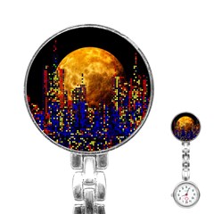 Skyline Frankfurt Abstract Moon Stainless Steel Nurses Watch by Wegoenart