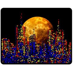 Skyline Frankfurt Abstract Moon Double Sided Fleece Blanket (medium)  by Wegoenart