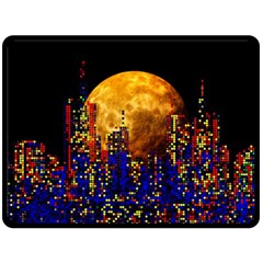 Skyline Frankfurt Abstract Moon Double Sided Fleece Blanket (large)  by Wegoenart