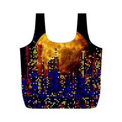 Skyline Frankfurt Abstract Moon Full Print Recycle Bag (m) by Wegoenart