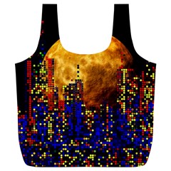 Skyline Frankfurt Abstract Moon Full Print Recycle Bag (xl) by Wegoenart