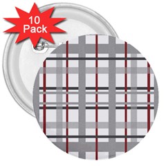 Fabric Plaid Grey Gray Burgundy 3  Buttons (10 Pack)  by Wegoenart