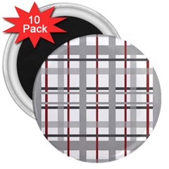 Fabric Plaid Grey Gray Burgundy 3  Magnets (10 Pack)  by Wegoenart