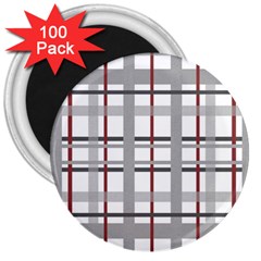 Fabric Plaid Grey Gray Burgundy 3  Magnets (100 Pack) by Wegoenart