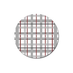 Fabric Plaid Grey Gray Burgundy Magnet 3  (round) by Wegoenart