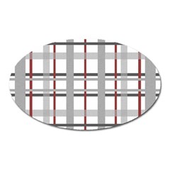 Fabric Plaid Grey Gray Burgundy Oval Magnet by Wegoenart