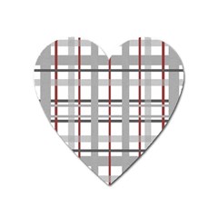 Fabric Plaid Grey Gray Burgundy Heart Magnet by Wegoenart