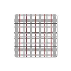 Fabric Plaid Grey Gray Burgundy Square Magnet by Wegoenart