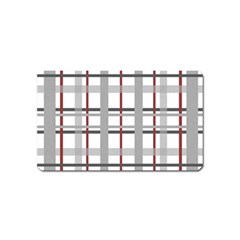 Fabric Plaid Grey Gray Burgundy Magnet (name Card) by Wegoenart