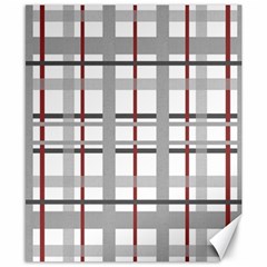 Fabric Plaid Grey Gray Burgundy Canvas 8  X 10  by Wegoenart