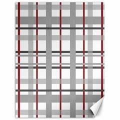 Fabric Plaid Grey Gray Burgundy Canvas 12  X 16  by Wegoenart