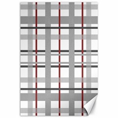 Fabric Plaid Grey Gray Burgundy Canvas 12  X 18  by Wegoenart