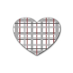 Fabric Plaid Grey Gray Burgundy Heart Coaster (4 Pack) 