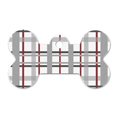 Fabric Plaid Grey Gray Burgundy Dog Tag Bone (one Side) by Wegoenart