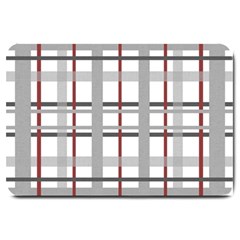 Fabric Plaid Grey Gray Burgundy Large Doormat  by Wegoenart