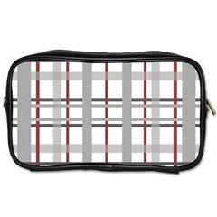 Fabric Plaid Grey Gray Burgundy Toiletries Bag (one Side) by Wegoenart