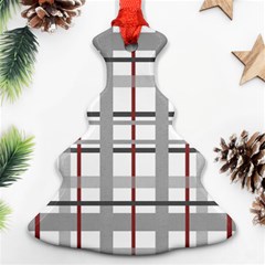 Fabric Plaid Grey Gray Burgundy Ornament (christmas Tree)  by Wegoenart