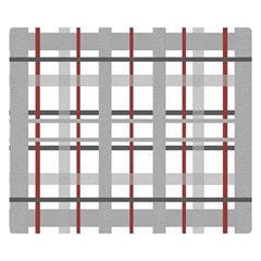 Fabric Plaid Grey Gray Burgundy Double Sided Flano Blanket (small)  by Wegoenart