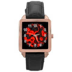 Lava Planet Space Universe Fire Rose Gold Leather Watch  by Wegoenart