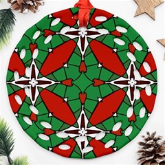 Christmas Seamless Pattern Xmas Ornament (round Filigree)