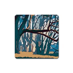 Forest Artwork Card Greeting Woods Square Magnet by Wegoenart